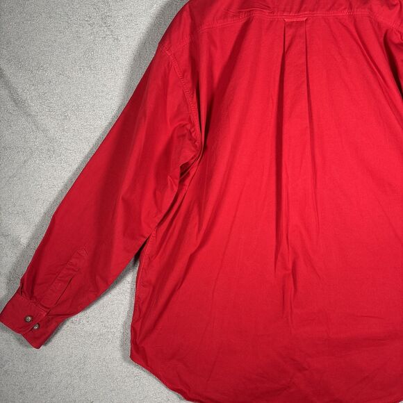 Ruff Hewn Men’s Button Down Shirt Red Long Sleeve Size XL Cotton Chest Crest - Picture 12 of 12